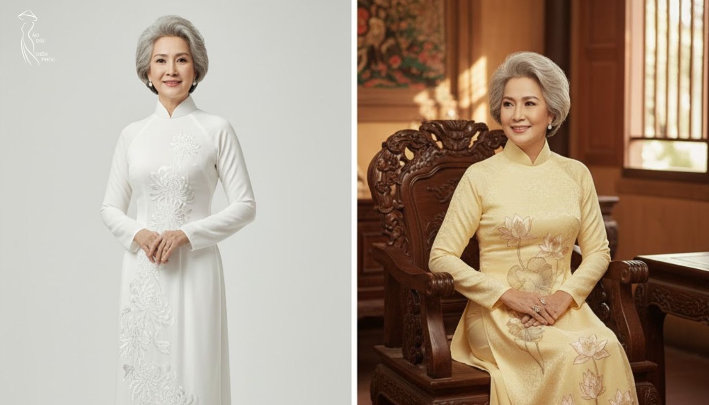 70 tuổi có thể phối mặc áo dài theo phong thủy