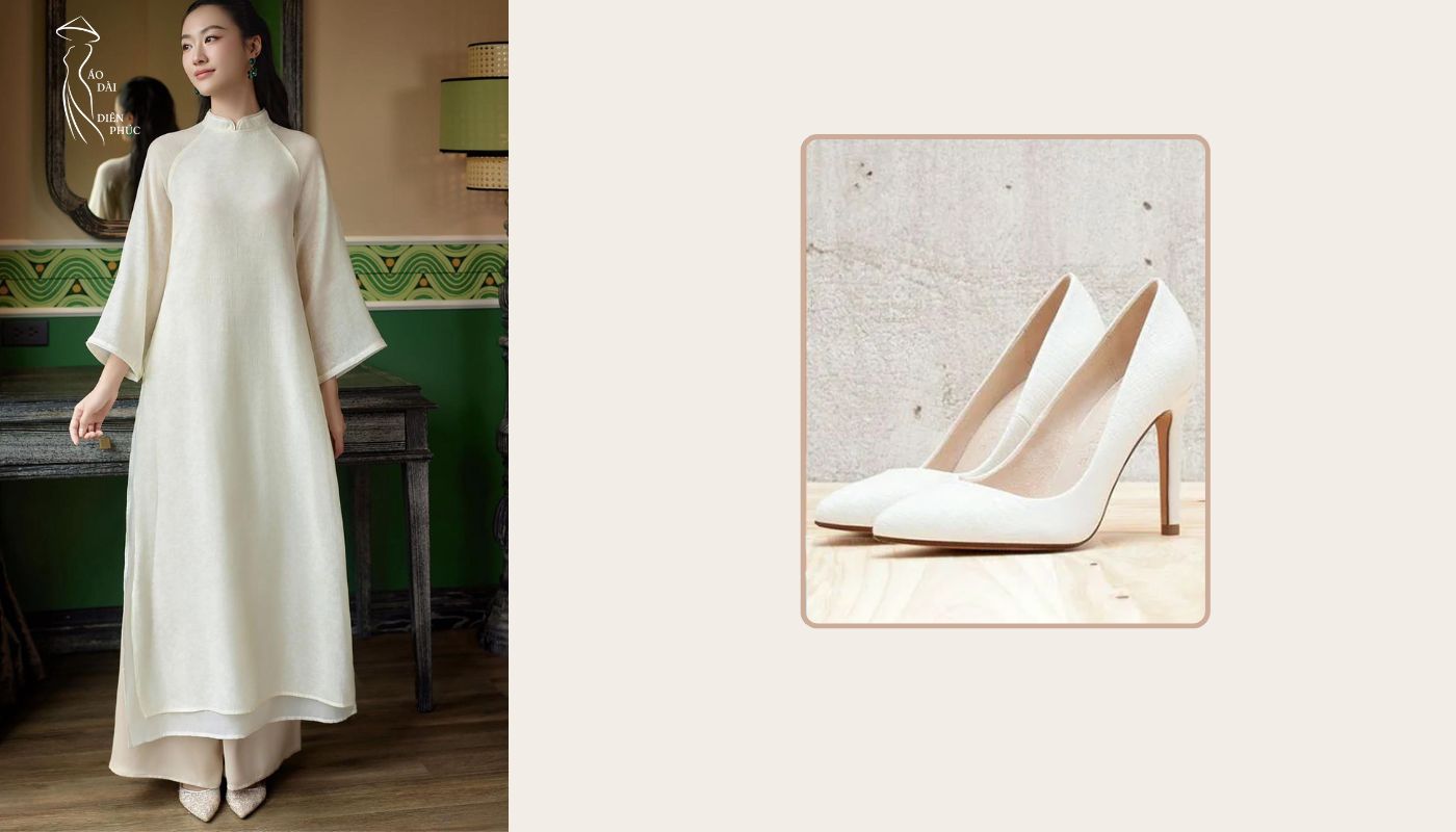 Phối màu giày và áo dài sao cho hài hòa