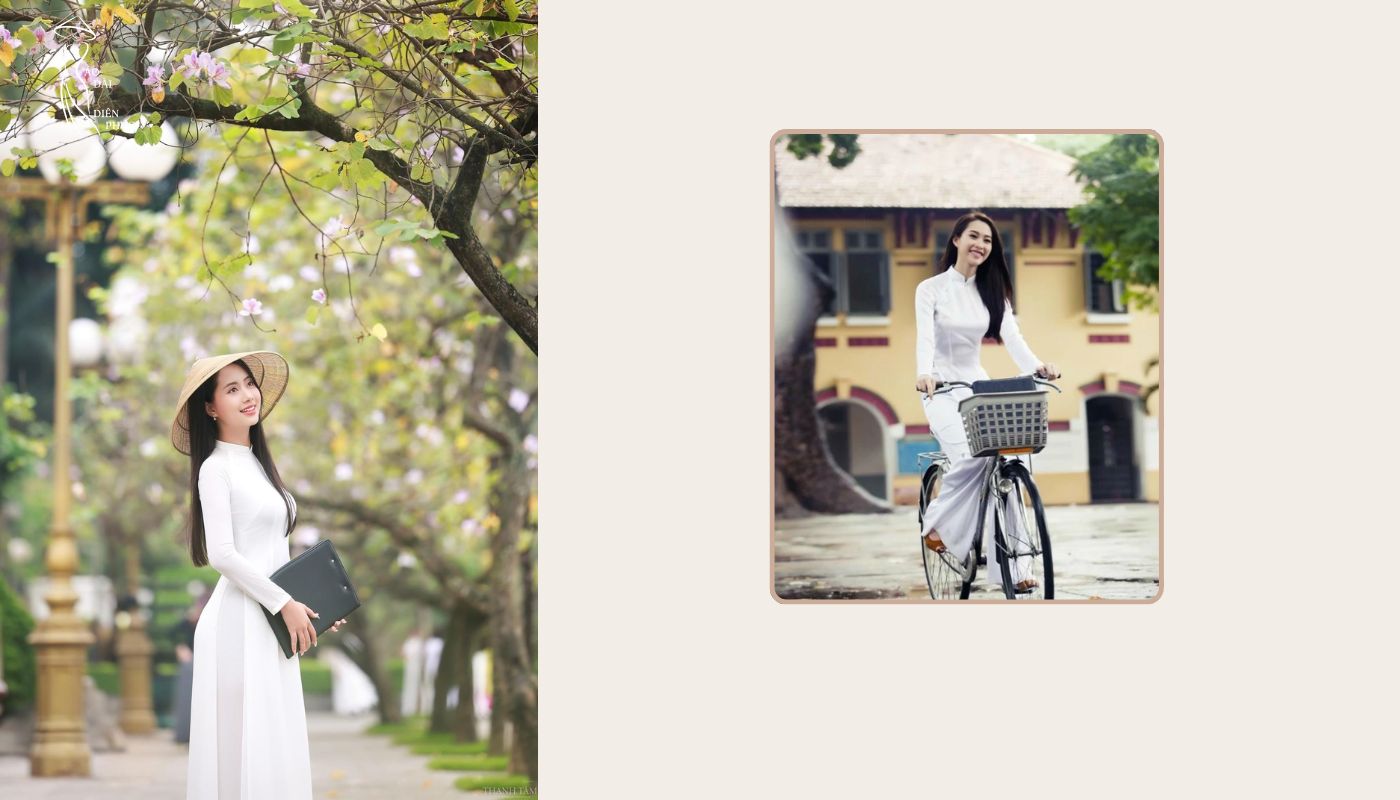 Bra trắng + Áo dài trắng