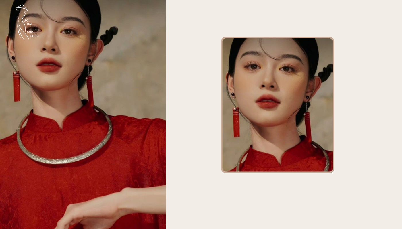 Chọn bông tai phù hợp với màu sắc áo dài