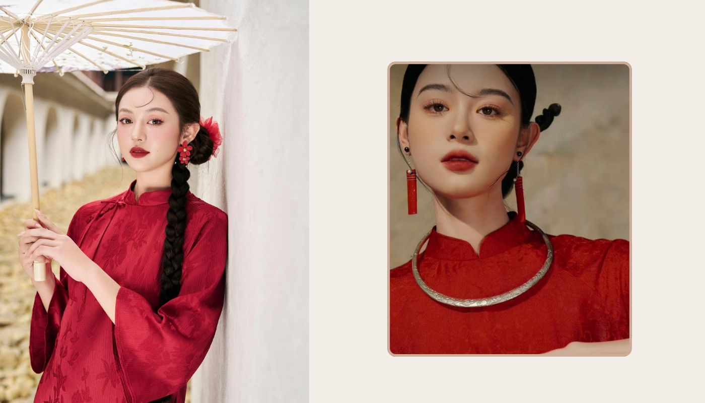 Chọn Bông Tai Theo Chất Liệu Và Màu Sắc Áo Dài