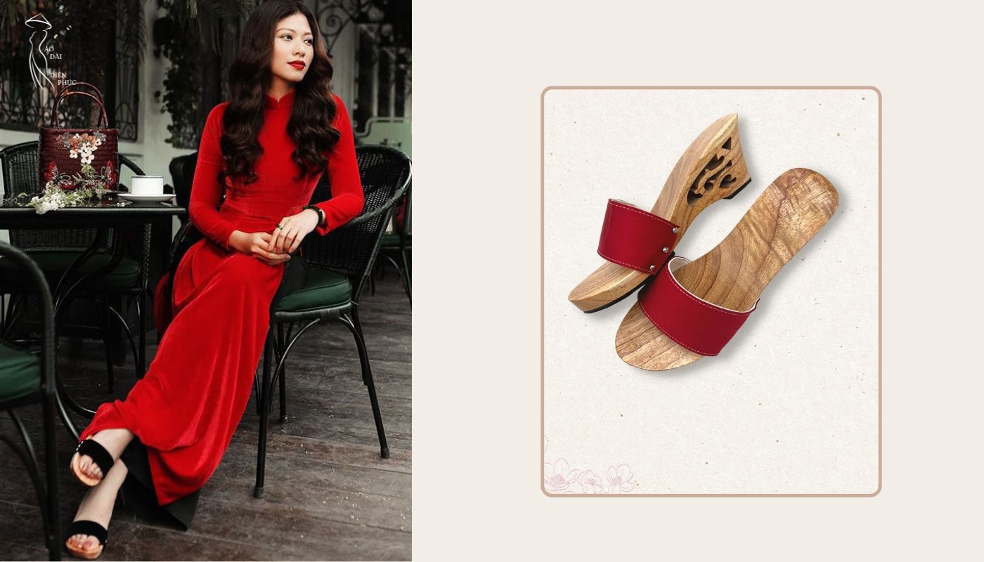 Guốc gỗ khắc họa tiết hoa văn