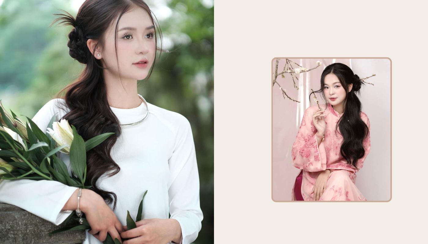 Tết tóc kết hợp búi thấp